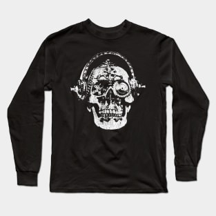 Mechanical Skull with Headphones - Heavy Metal Long Sleeve T-Shirt